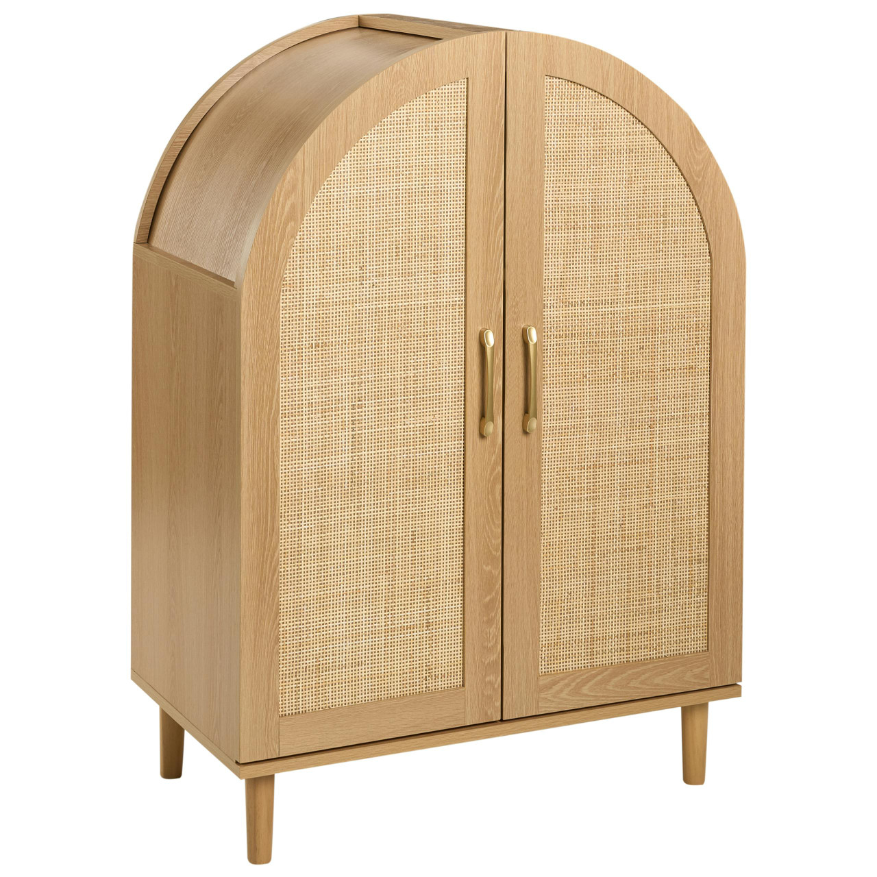 Armário para sapatos de estilo boho com frentes em rattan BELIANI Bicheno de MDF Castanho 70x38x100