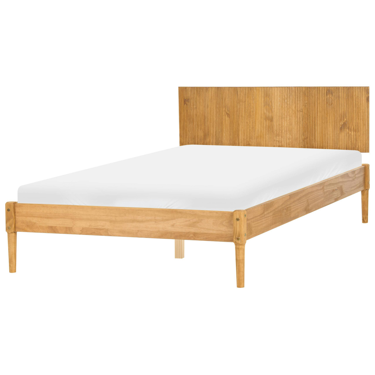 Cama de casal BELIANI Ambazac de Madeira de pinho Castanho 140x200