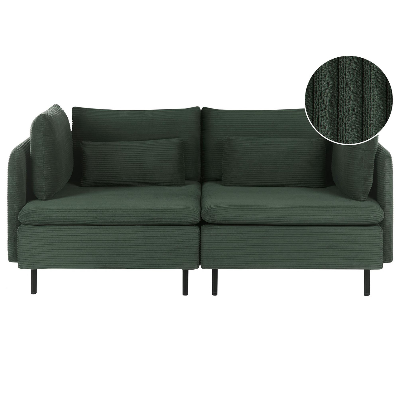 Sofá modular EGERIS em bombazine verde escuro - 4069605077356