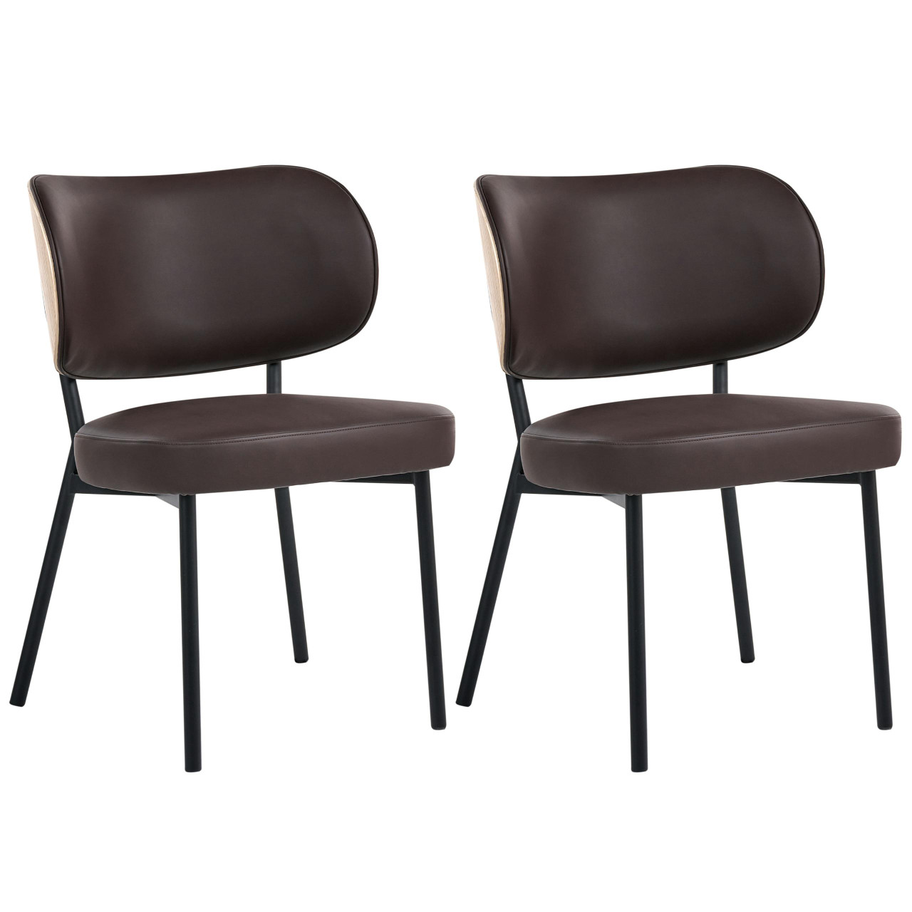 Conjunto de 2 cadeiras de jantar WONDER Pele sintética Castanho escuro