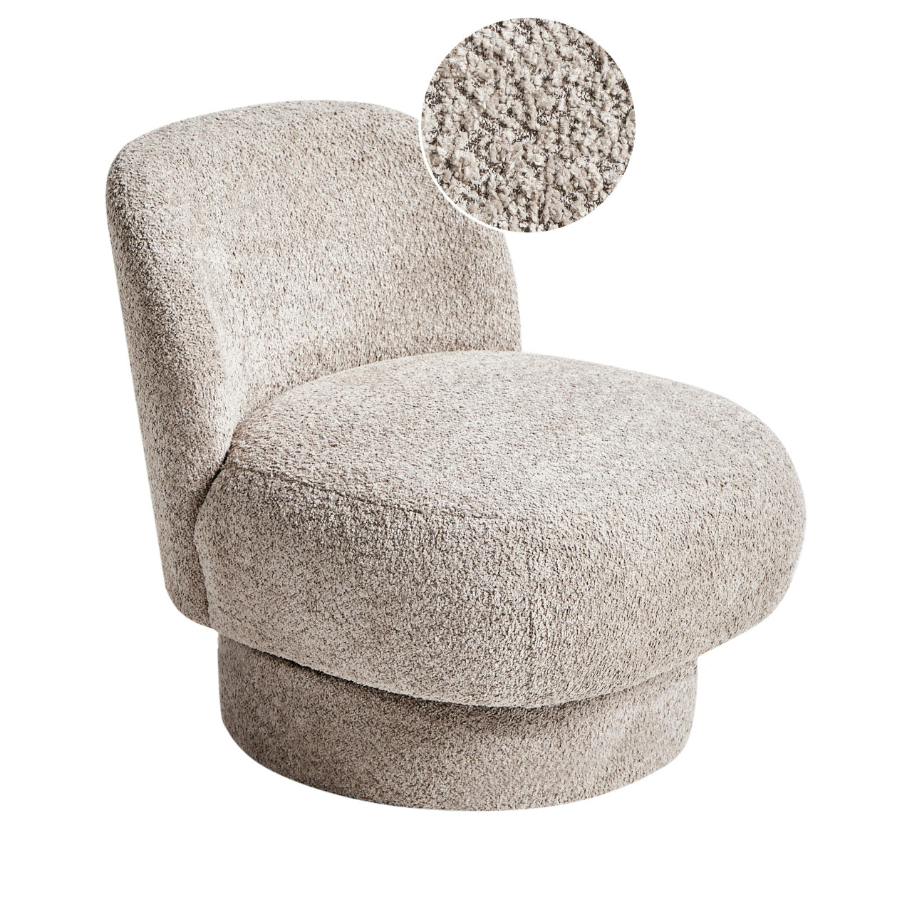 Poltrona giratória Aylo em bouclé creme