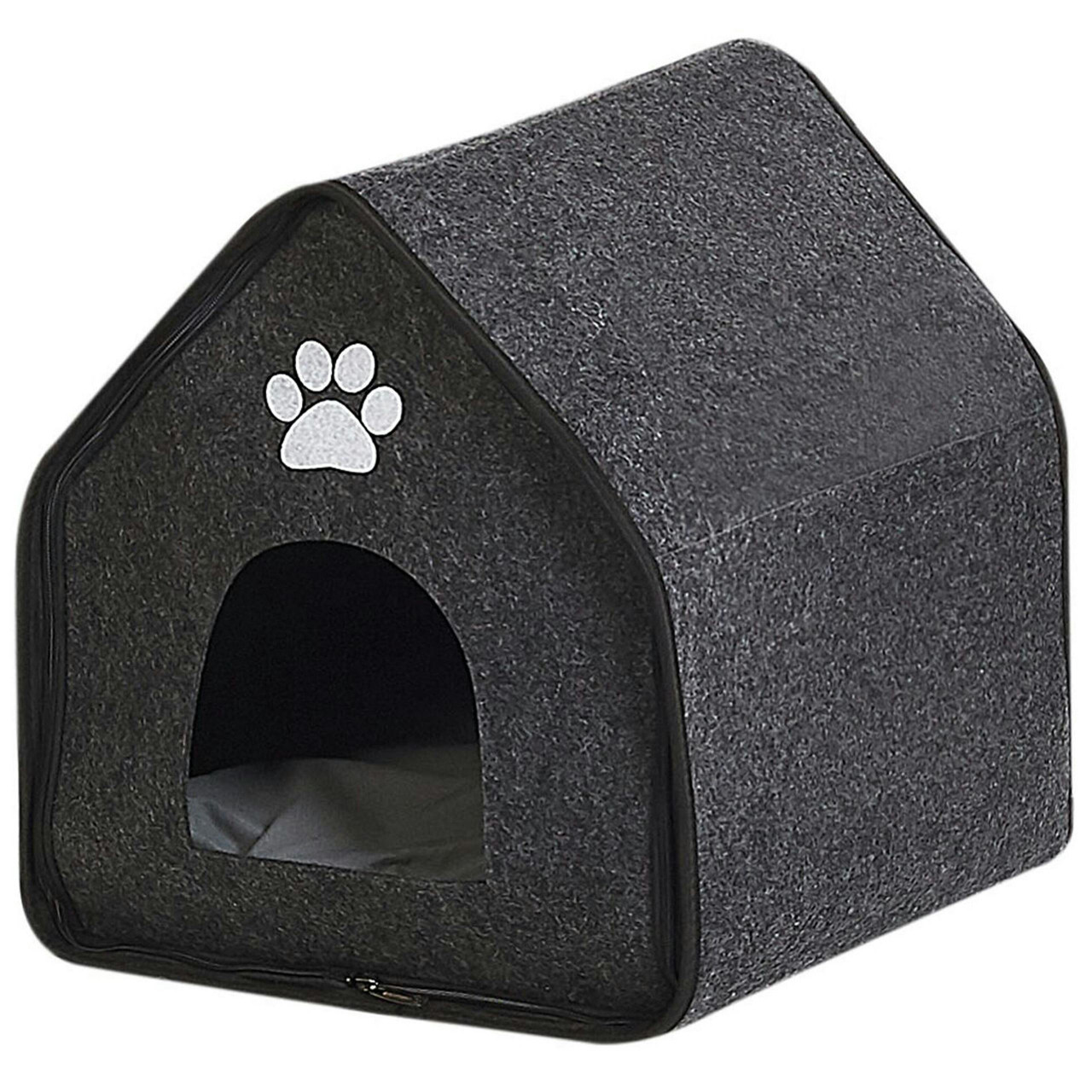 Cama em forma de casa Jangi para cães em feltro cinzento