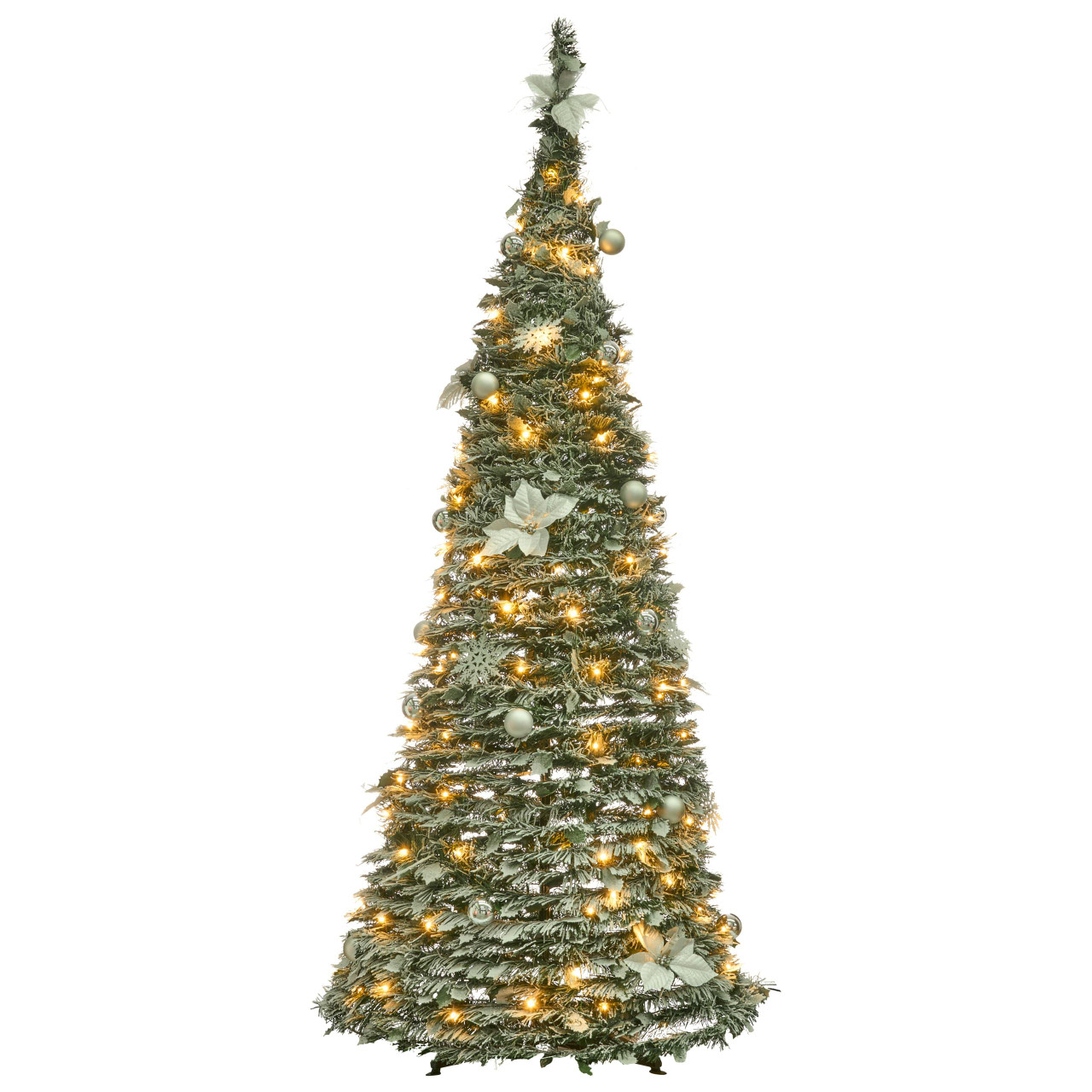 Árvore de Natal artificial com neve Dobrável LED FIRVANA 185 cm Branco