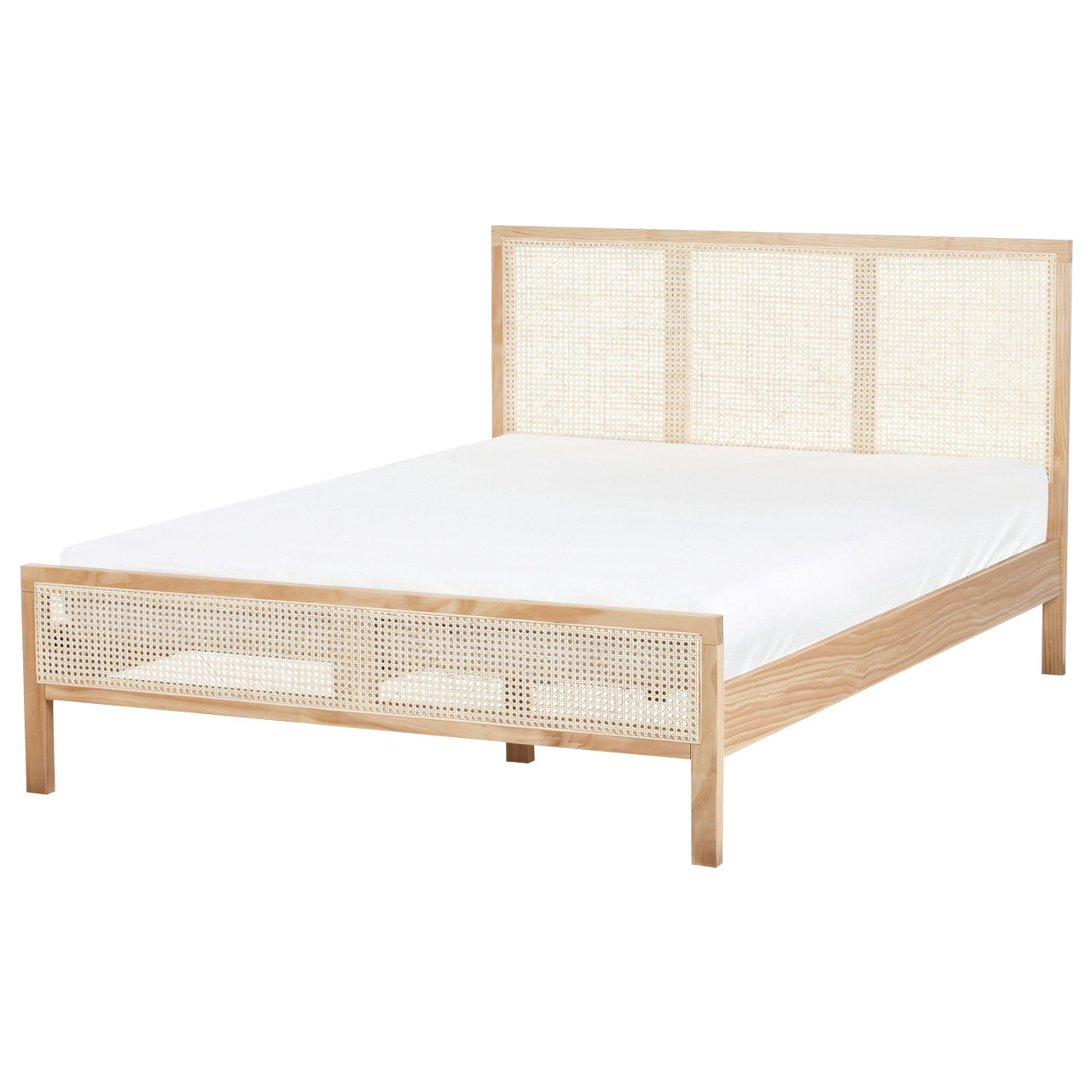 Cama de casal BELIANI Salernas de Madeira de pinho Castanho 140x200