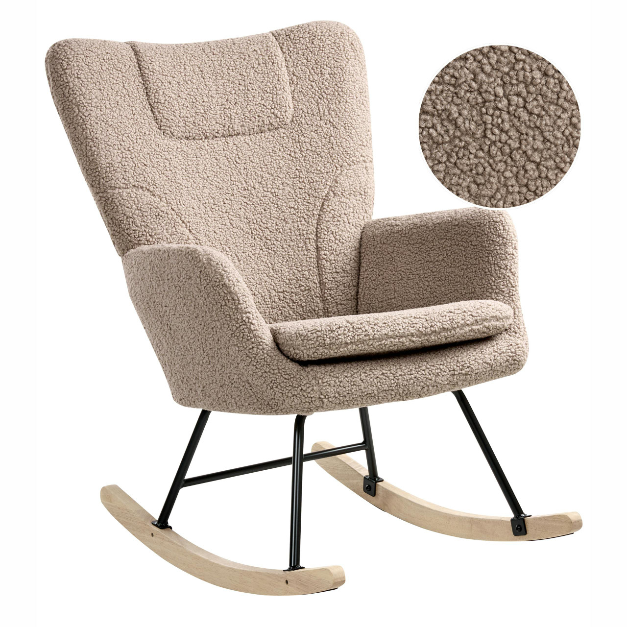 Poltrona de Baloiço SANDVE Bouclé Taupe