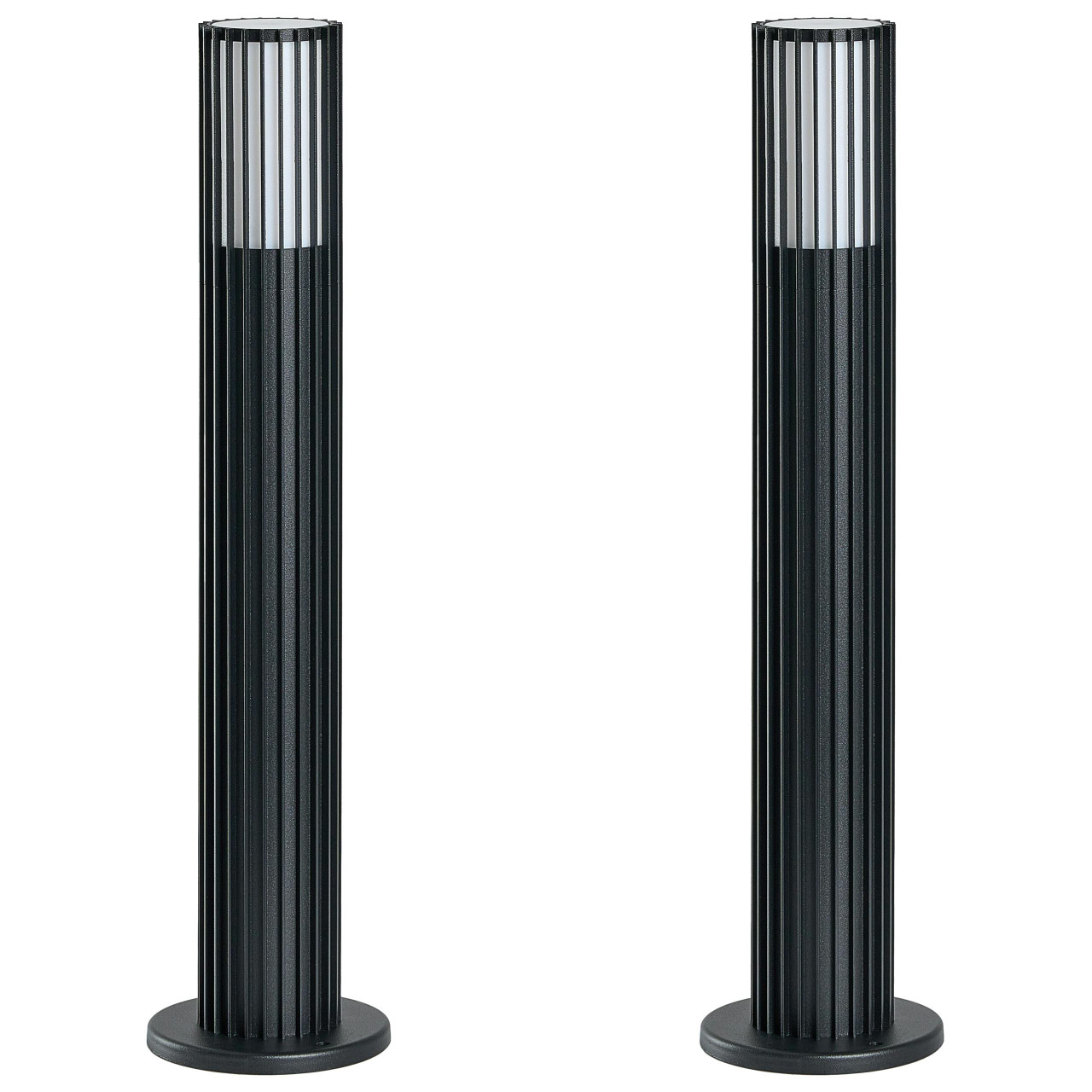 Conjundo de 2 candeeiros bollard para jardim ERNAN Preto