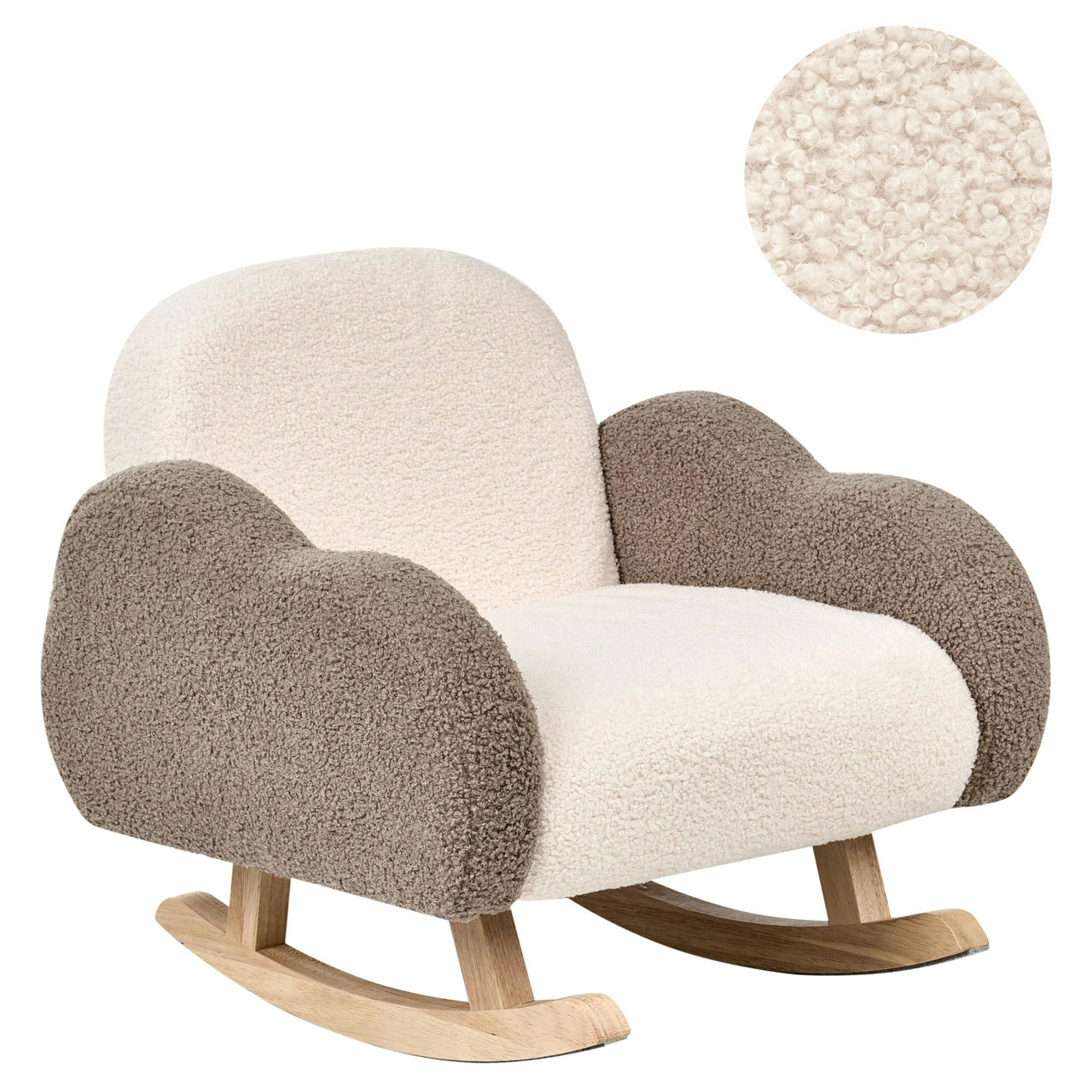 Silla mecedora infantil Skare de bouclé beige