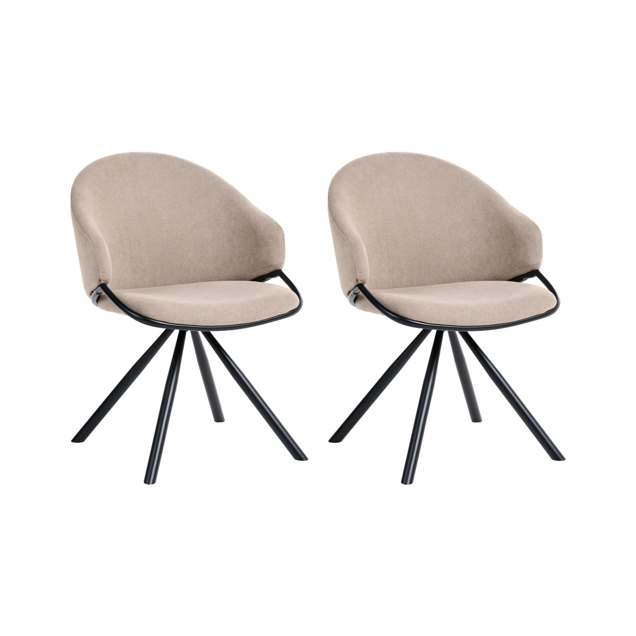 2 cadeiras de refeição escandinavas hidrorrepelentes BELIANI Mystic de Tecido Creme 58x62x83