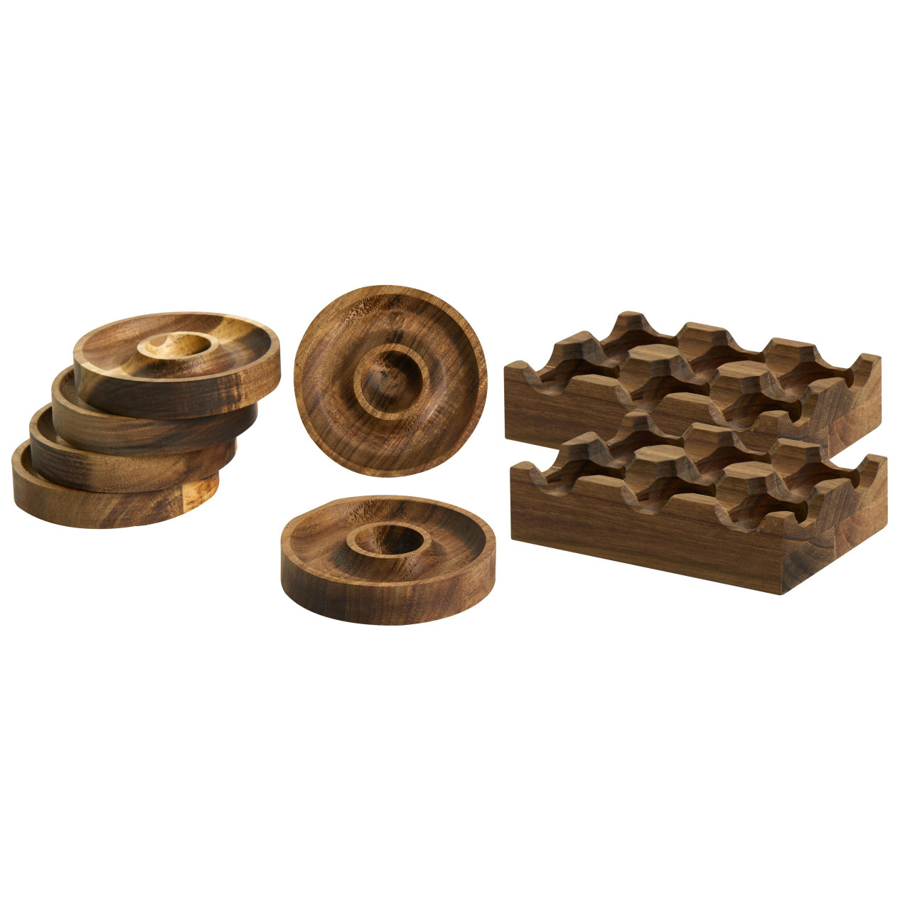 Conjunto de porta-ovos para 8 ovos FOURNIL Madeira de acácia Castanho