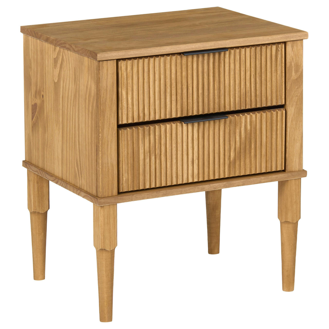 Mesa de cabeceira com 2 gavetas BELIANI Tauriac de Madeira de pinho Castanho 48x40x56