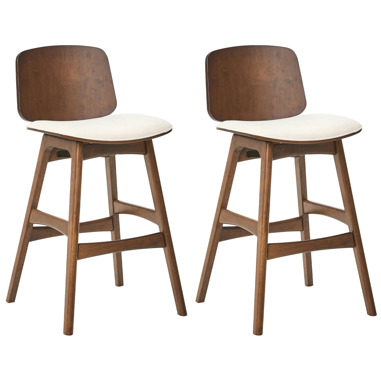 Conjunto de 2 bancos de bar BELIANI Charleston de Madeira de seringueira Castanho 47x50x92