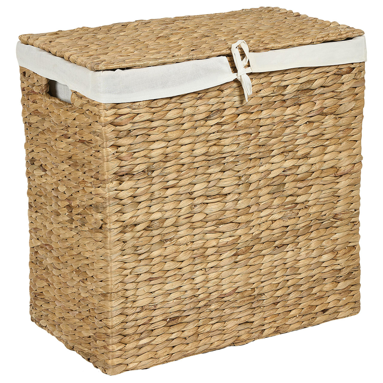 Cesta De Roupa Suja Com Tampa Beliani Langson De Flor De Jacinto Natural 30x50x50
