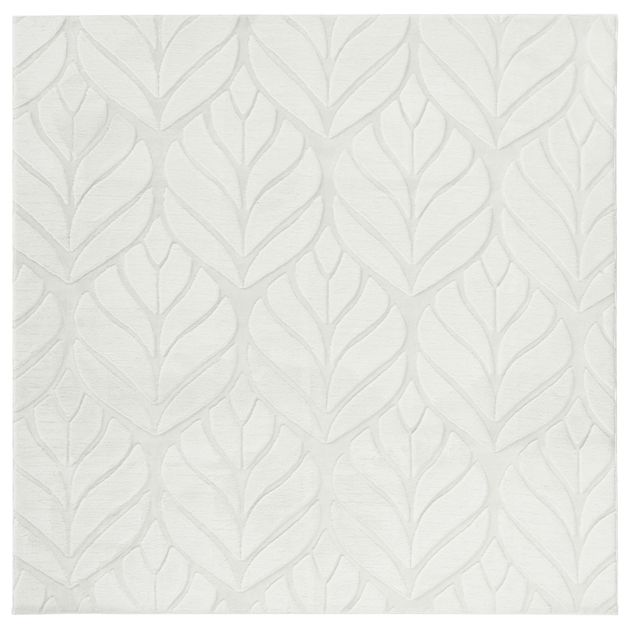 Tapete felpudo em pelo sintética de coelho com padrão de folhas BELIANI Mitchell de Pelo sintético Branco 160x160
