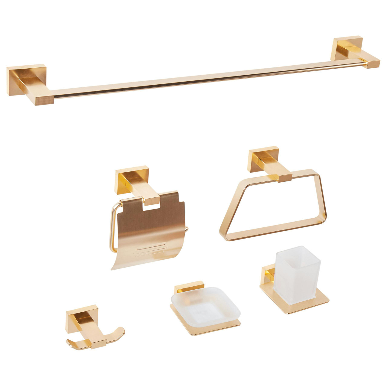 Conjunto de 6 acessórios para casa de banho RIOHACHA com toalheiros de barra e ganchos Dourado