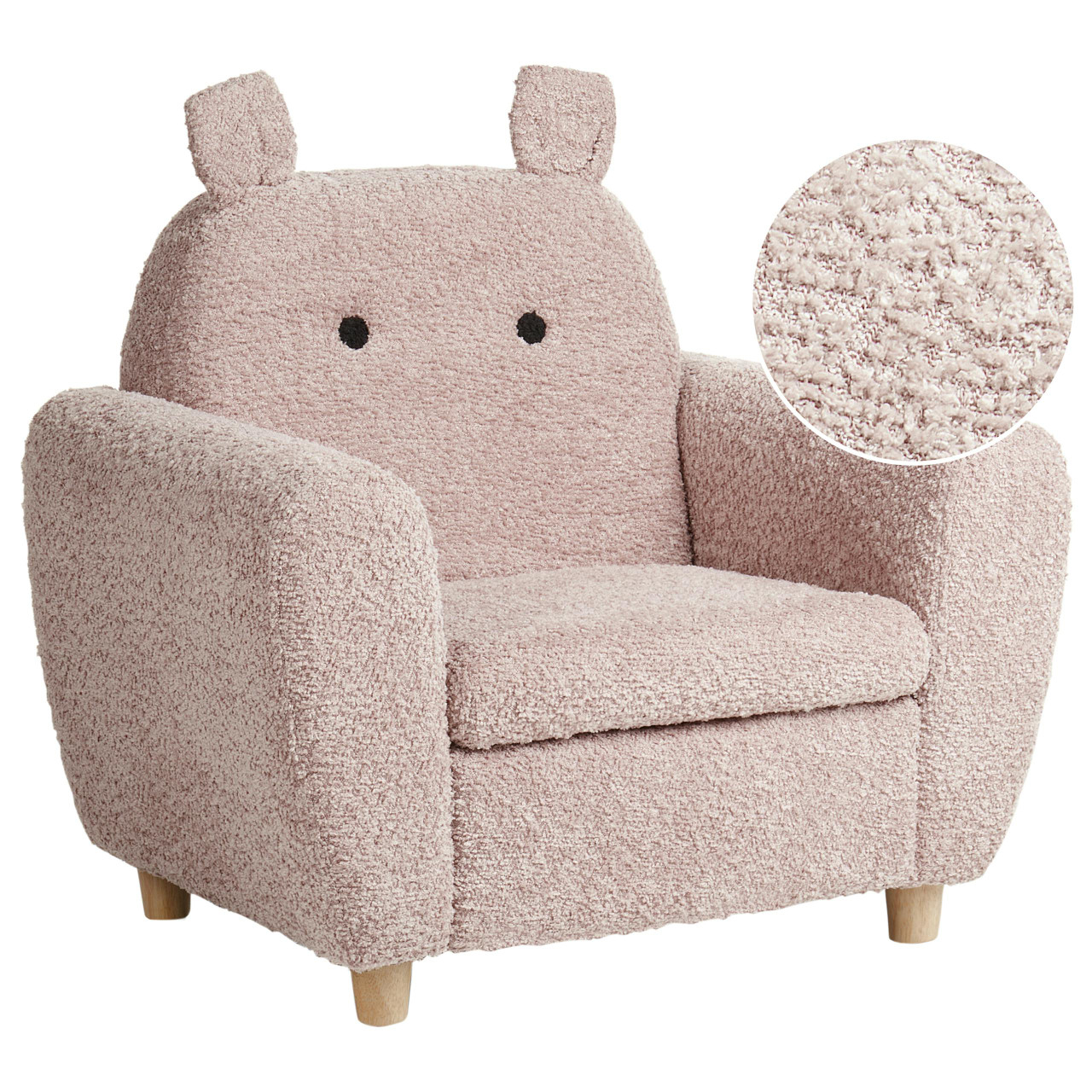 Cadeira infantil Maribo em bouclé cor rosa