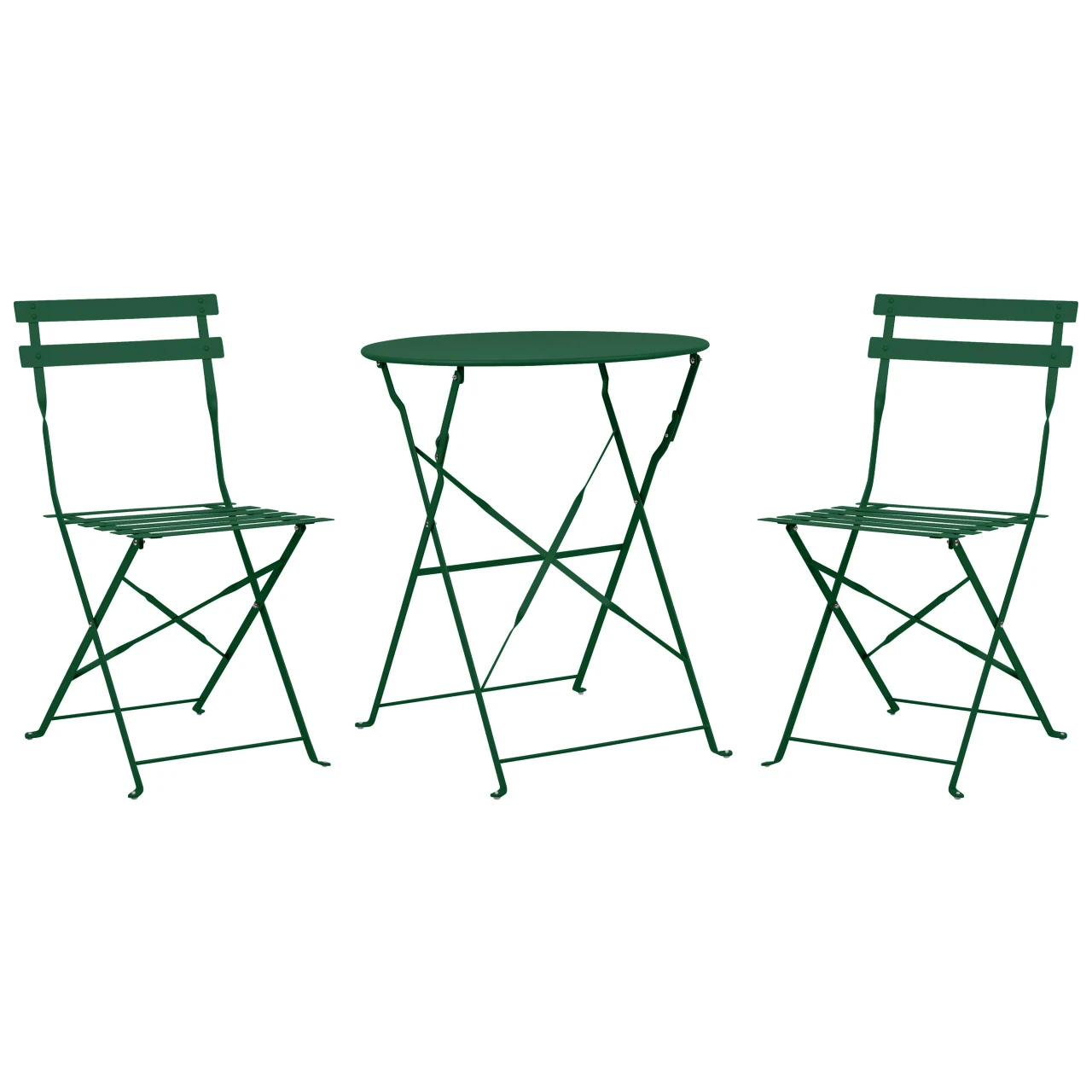 Conjunto bistrô Fiori aço verde dobrável (mesa + 2 cadeiras)