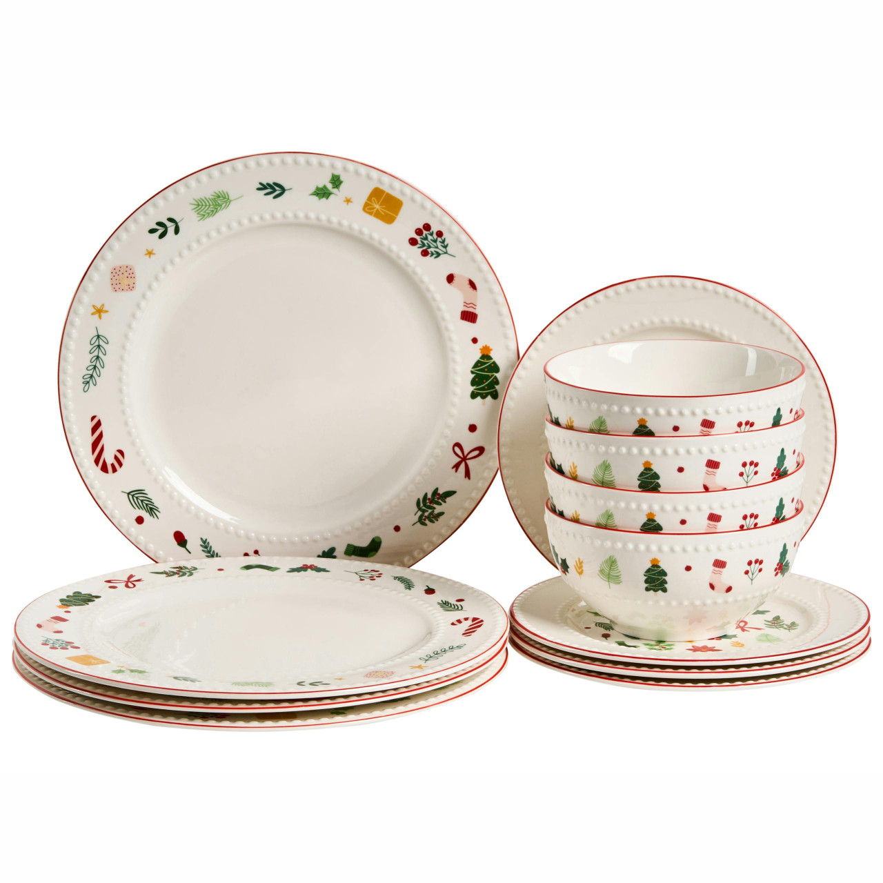 Conjunto de 12 peças de louça SAFFRON Porcelana Branco