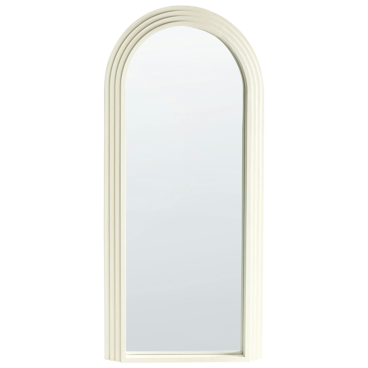 Espelho de arco elegante com moldura de madeira BELIANI Dijon de Madeira de paulownia Branco 80x3x170