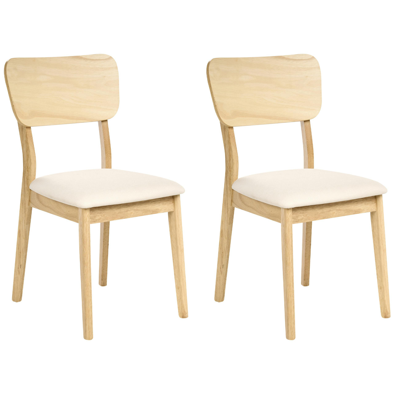 Conjunto de 2 cadeiras de jantar MINIER Madeira Castanho claro/Creme
