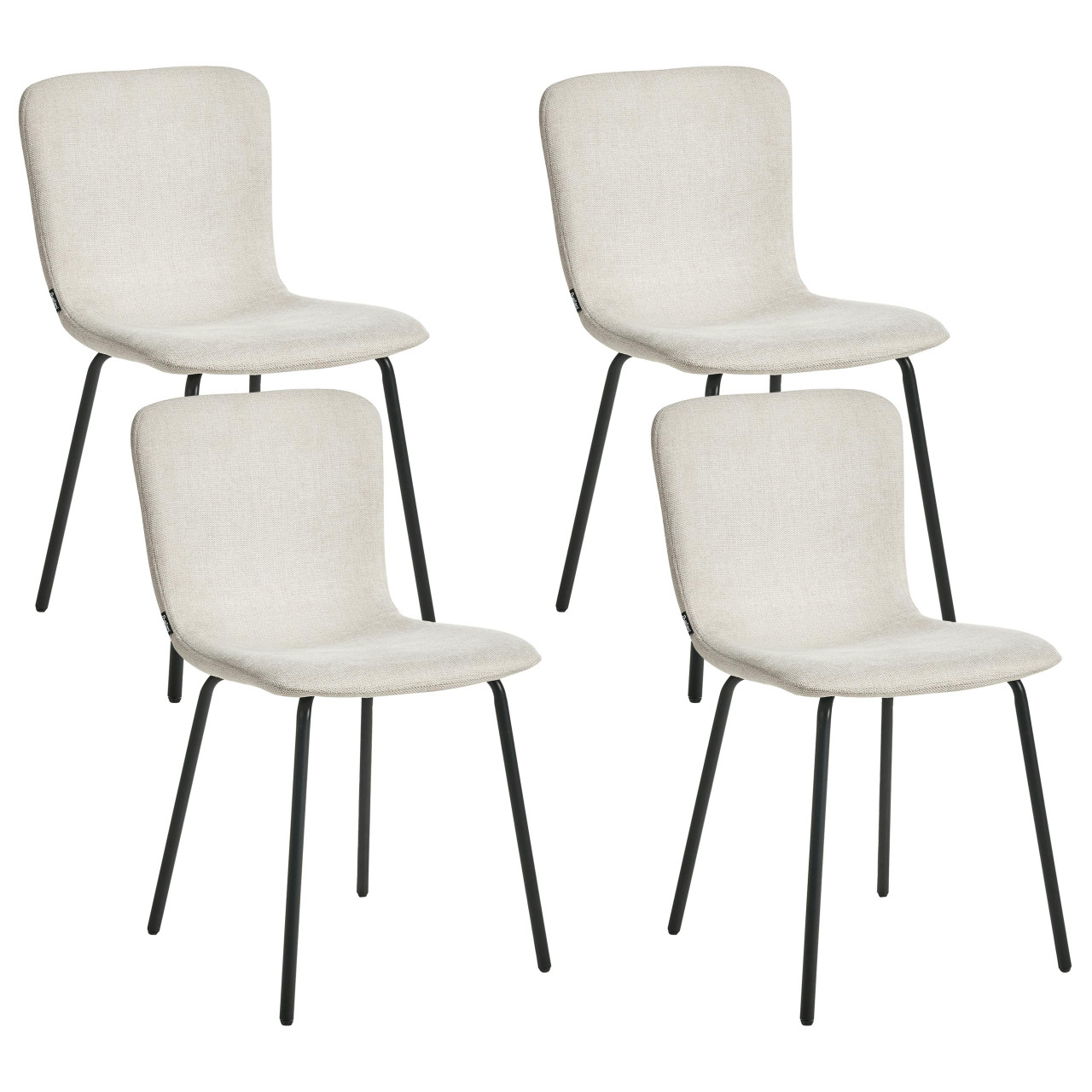 Conjunto de 4 cadeiras de jantar CALDWELL Tecido Creme claro