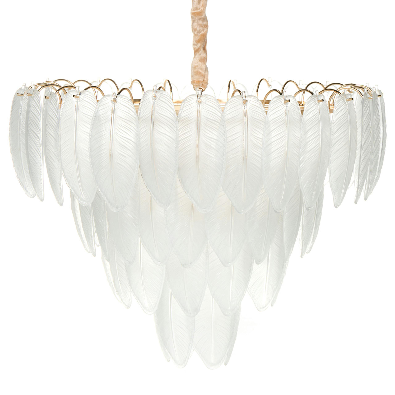 Lâmpada de tecto chandelier Mahaica em vidro e ferro dourado