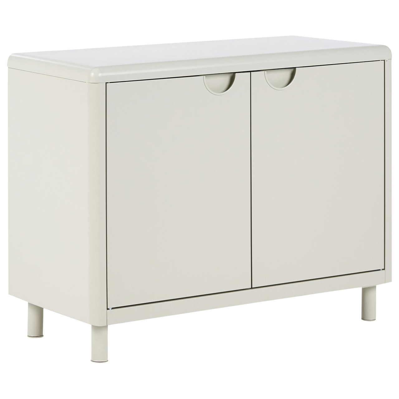 Armário baixo com 2 portas e prateleiras para escritório em casa BELIANI Korvo de Aço Creme 90x42x70