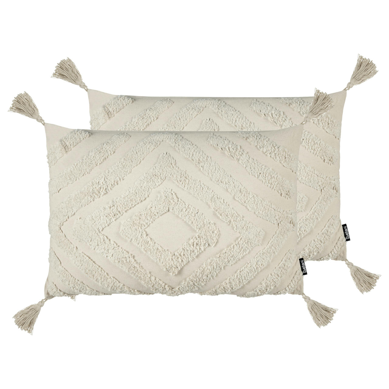 Conjunto de 2 almofadas decorativas CRATAEGUS Algodão 40 x 60 cm Creme claro Padrão geométrico