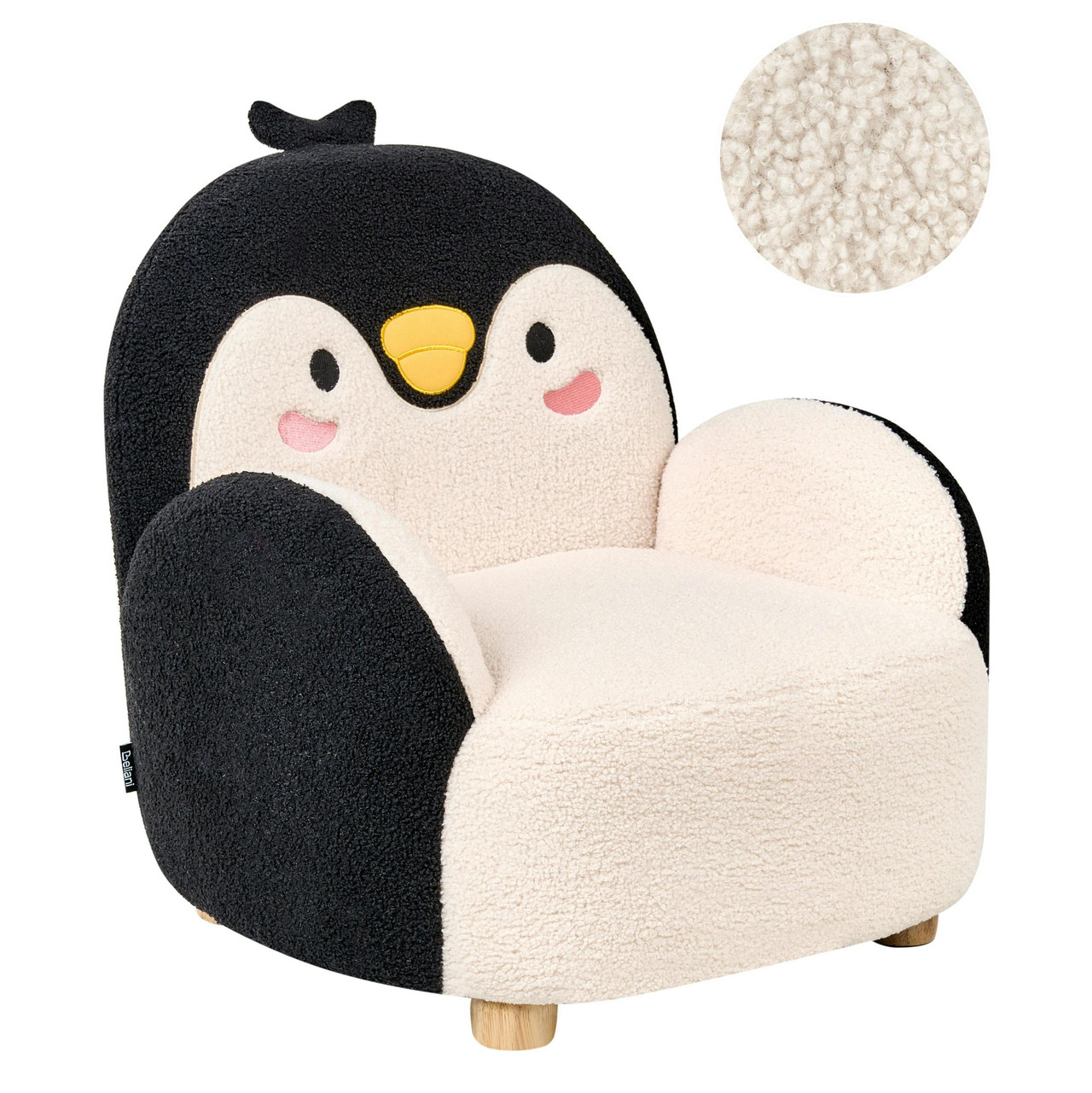 Sillón infantil pingüino Fyn Bouclé preto