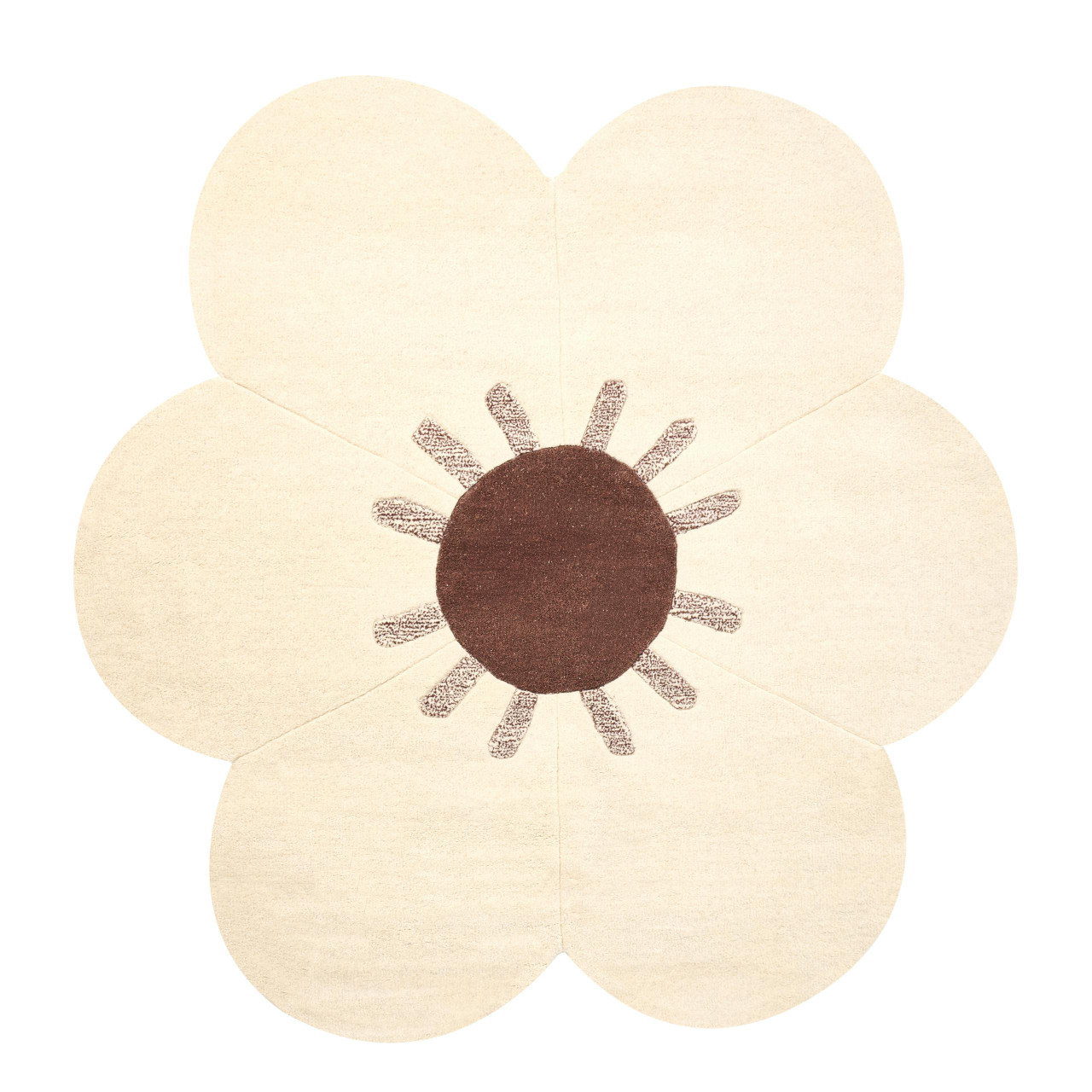 Tapete MANALI em lã creme com forma de flor