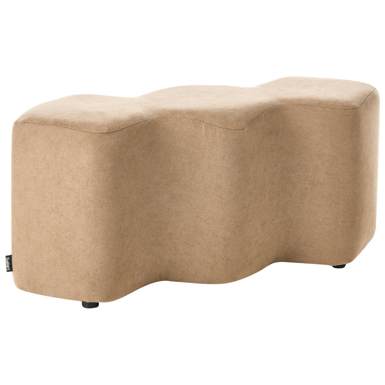 Repousa-pés estofado com formato ondulado BELIANI Littleton de Tecido Creme 86x30x38