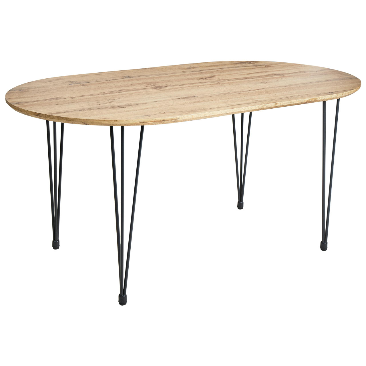 Mesa de jantar oval Cavell em MDF com pernas metálicas