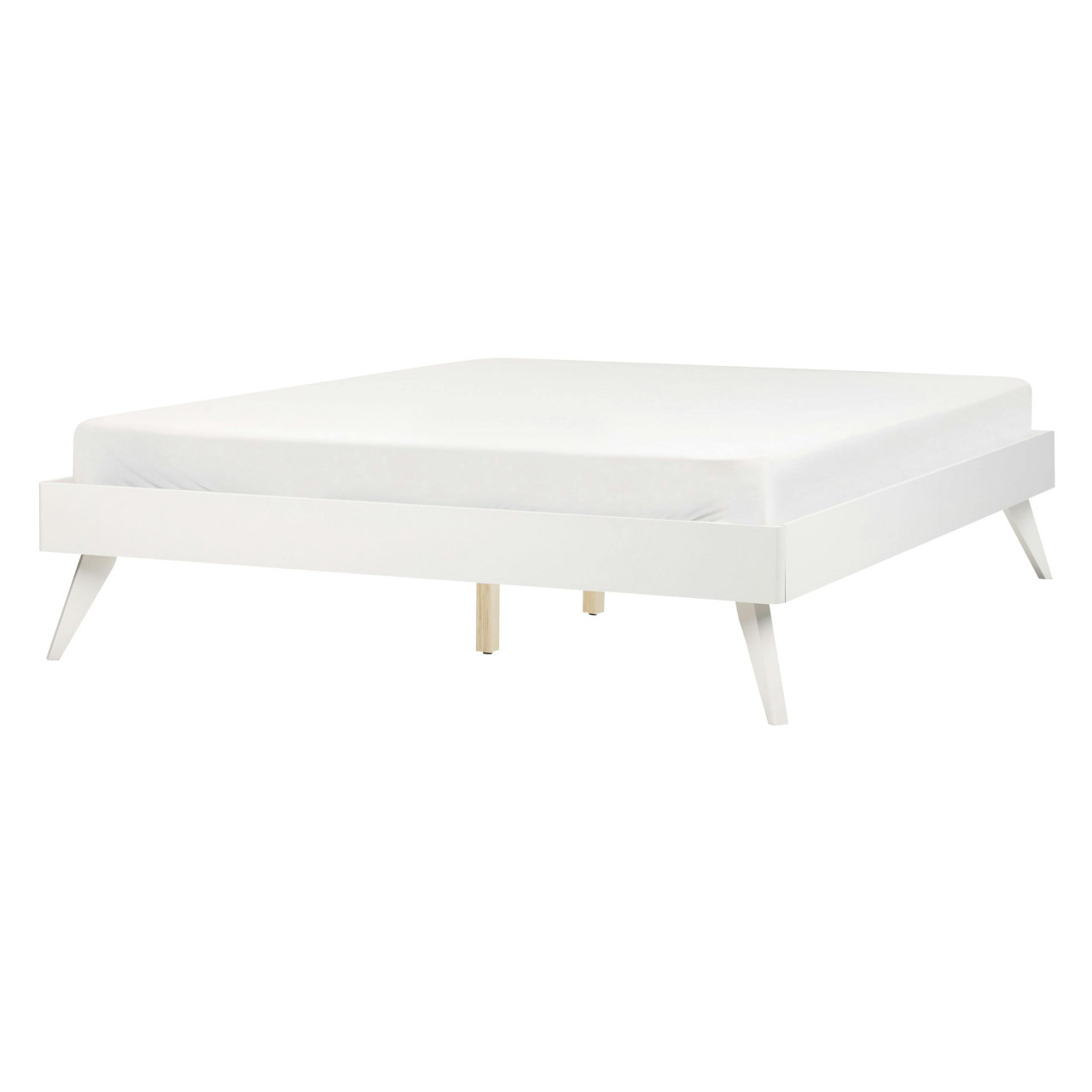 Cama de casal Berric em MDF lacado branco