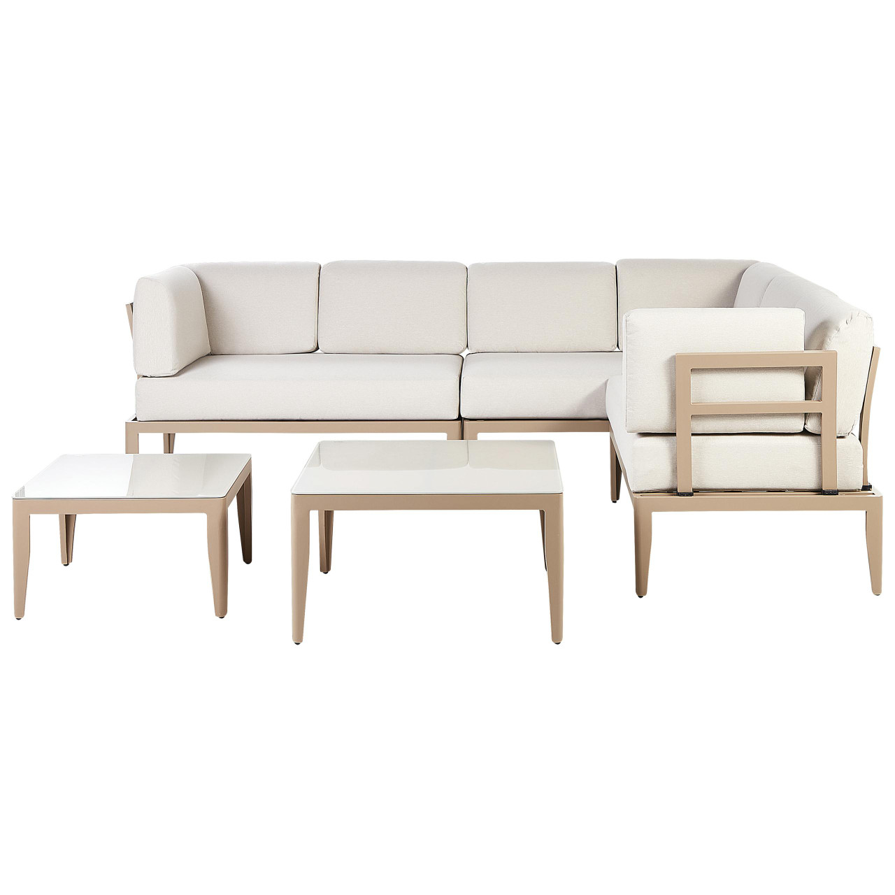 Conjunto lounge modular Rima III em alumínio e tecido creme