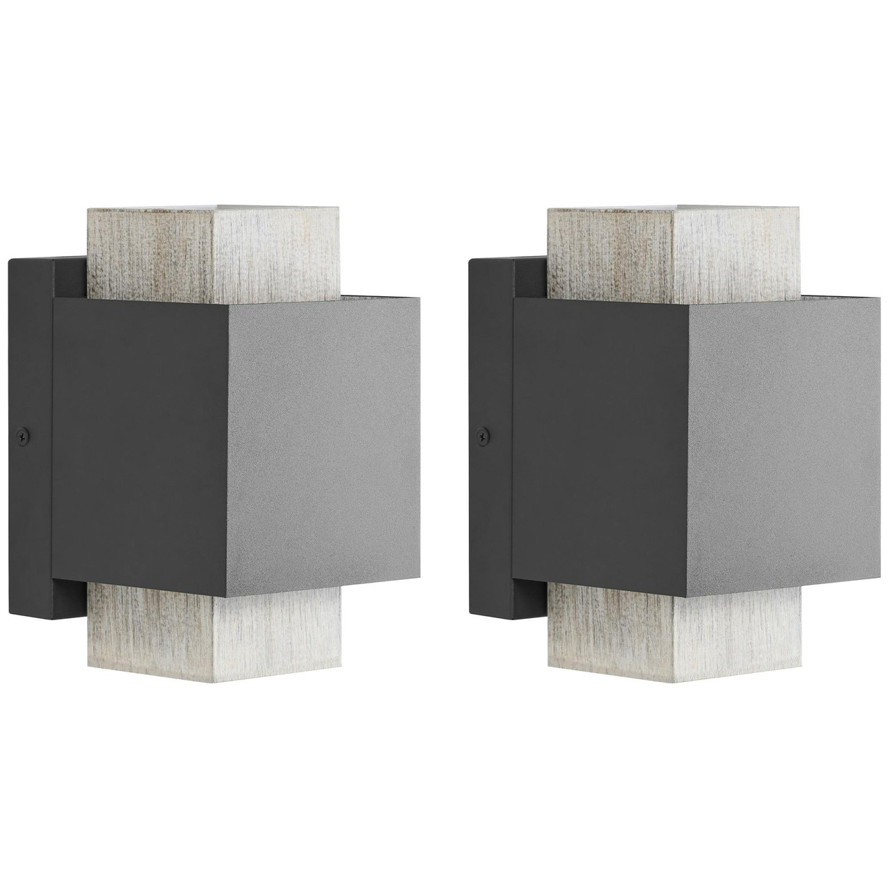 Conjunto de 2 candeeiros de parede LED para exterior TIMOK Preto