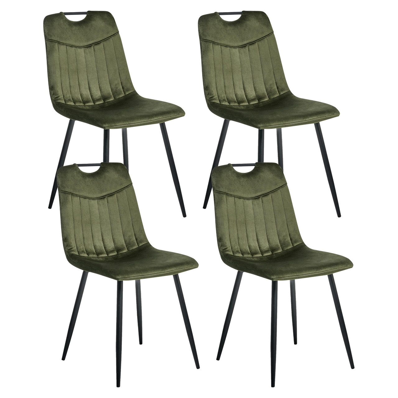 Silla de comedor Argyle terciopelo verde con patas metálicas