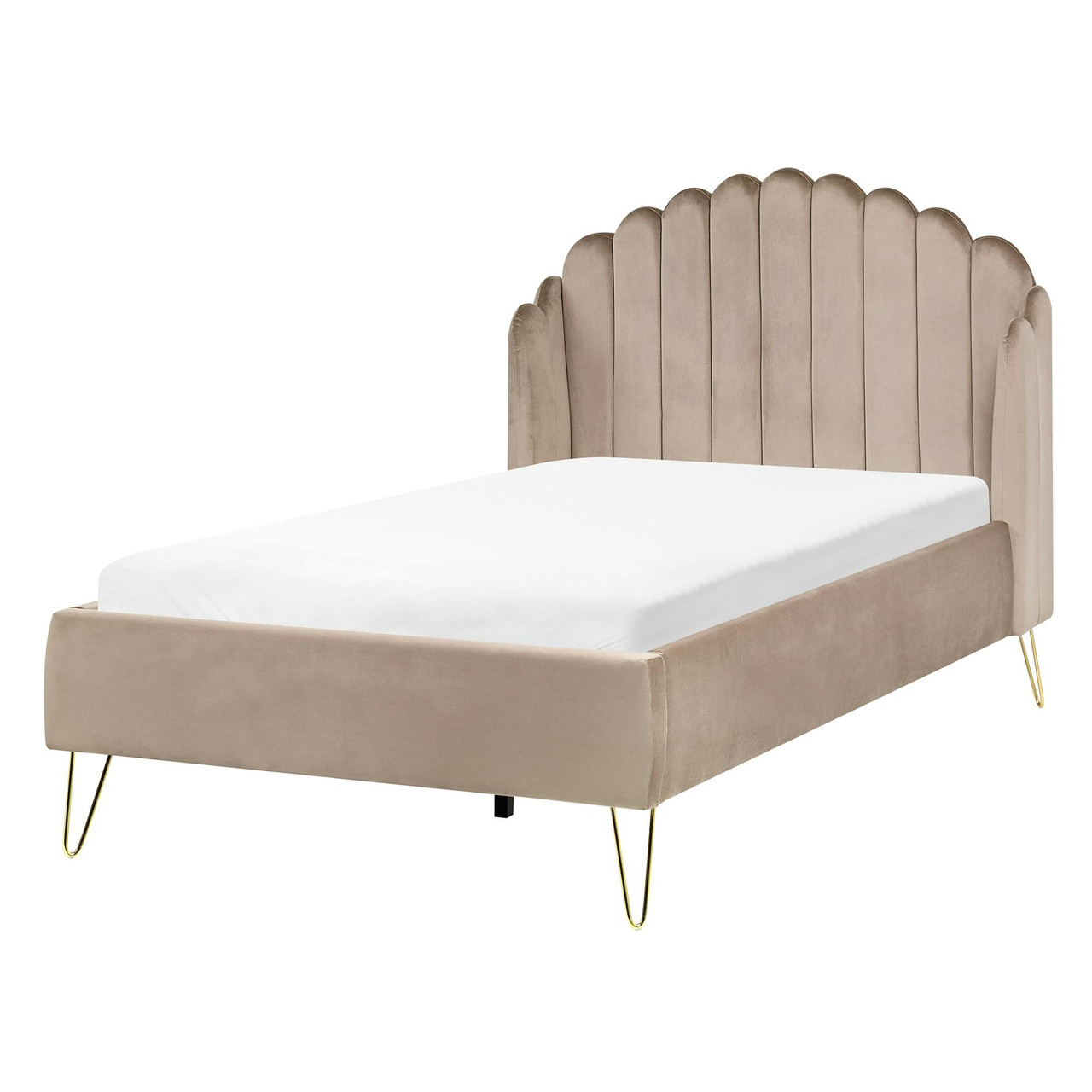 Cama Veludo AMBILLOU 120 x 200 cm Taupe