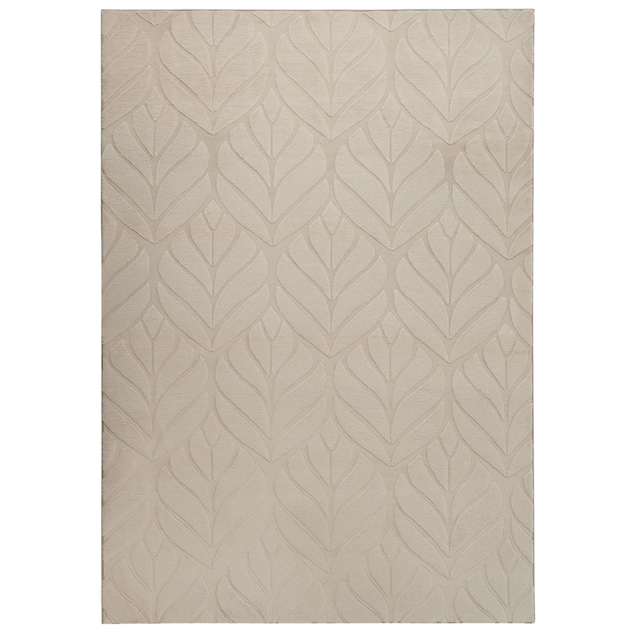 Tapete felpudo em pelo sintética de coelho com padrão de folhas BELIANI Mitchell de Pelo sintético Creme 160x230