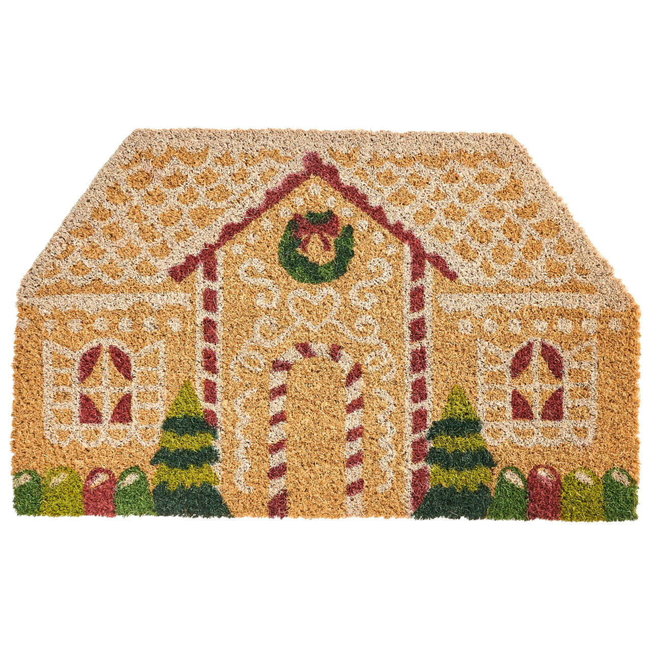 Tapete de entrada SELATNA Natural 50 x 80 cm Padrão natalicio Fibra de coco