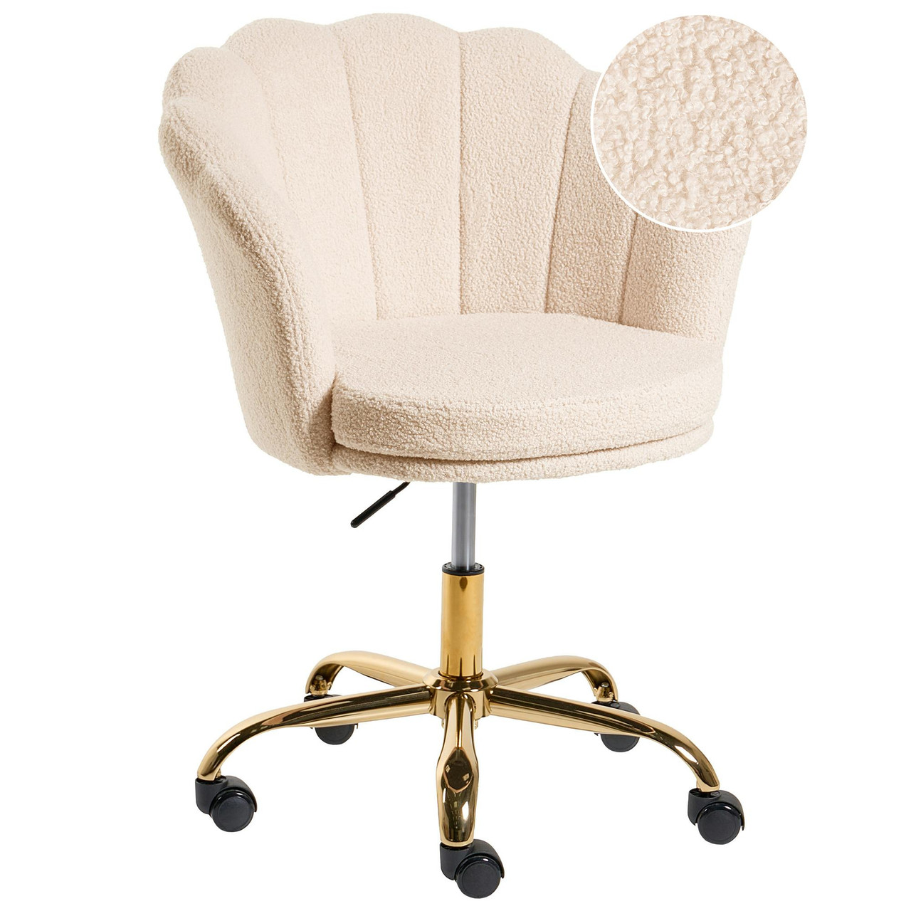 Cadeira home office BELIANI Monticello de Bouclé Creme 60x60x89