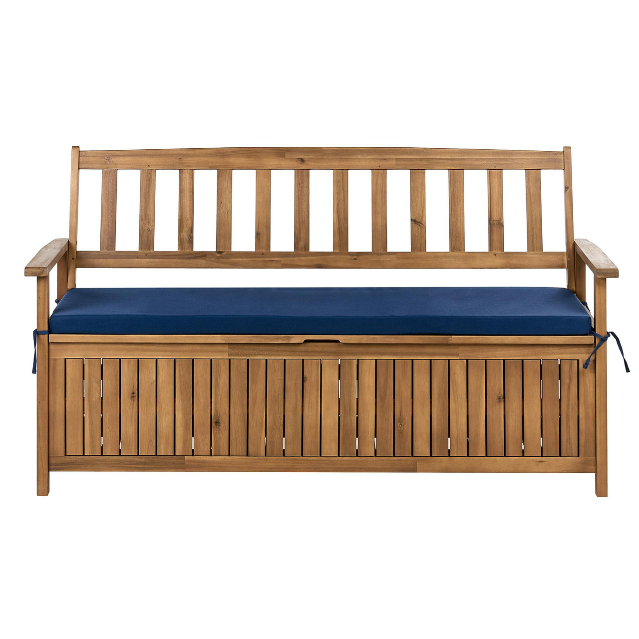 Banco de jardim com almofada BELIANI Sovana de Madeira de acácia Castanho 160x60x91
