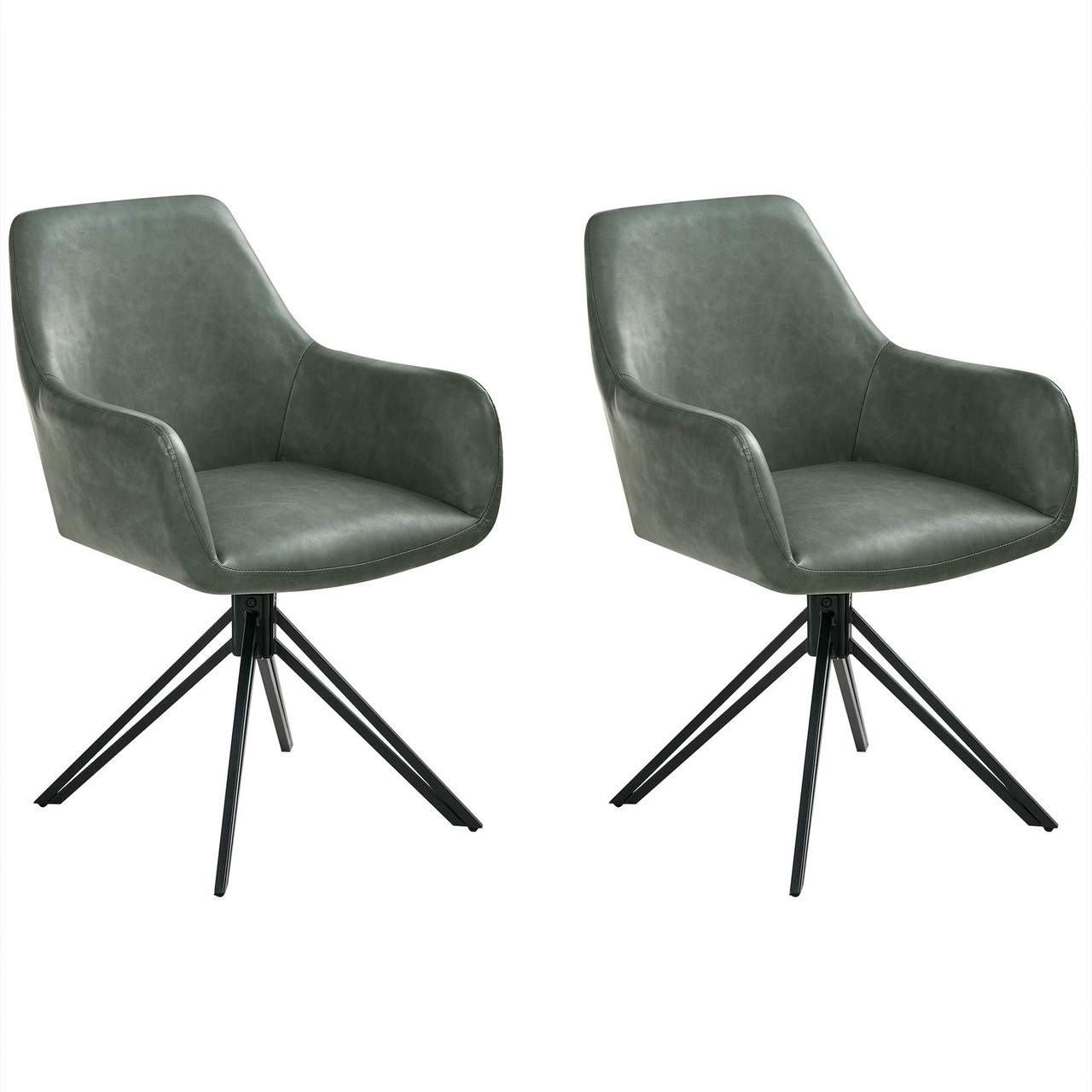 Conjunto de 2 cadeiras de jantar SANSARC Pele sintética Verde escuro