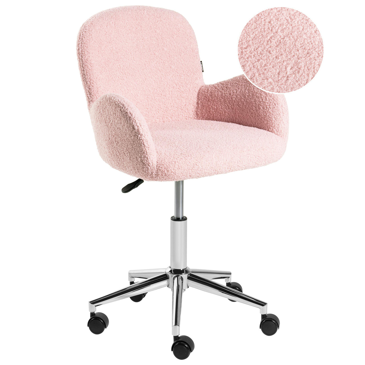 Cadeira home office BELIANI Priddy de Bouclé Rosa 60x60x91