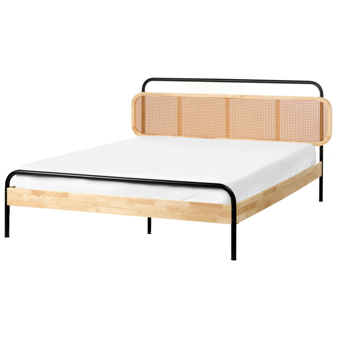 Cama Rattan BOUSSICOURT 160 x 200 cm Castanho claro