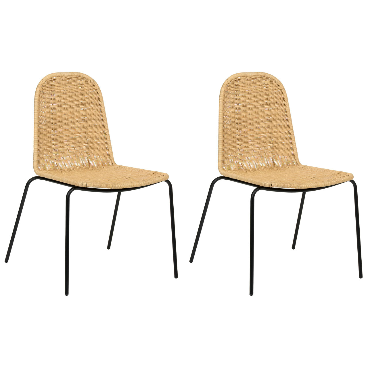 Cadeiras de refeição com trançado em estilo boho BELIANI Roxton de Rattan Natural 56x54x85