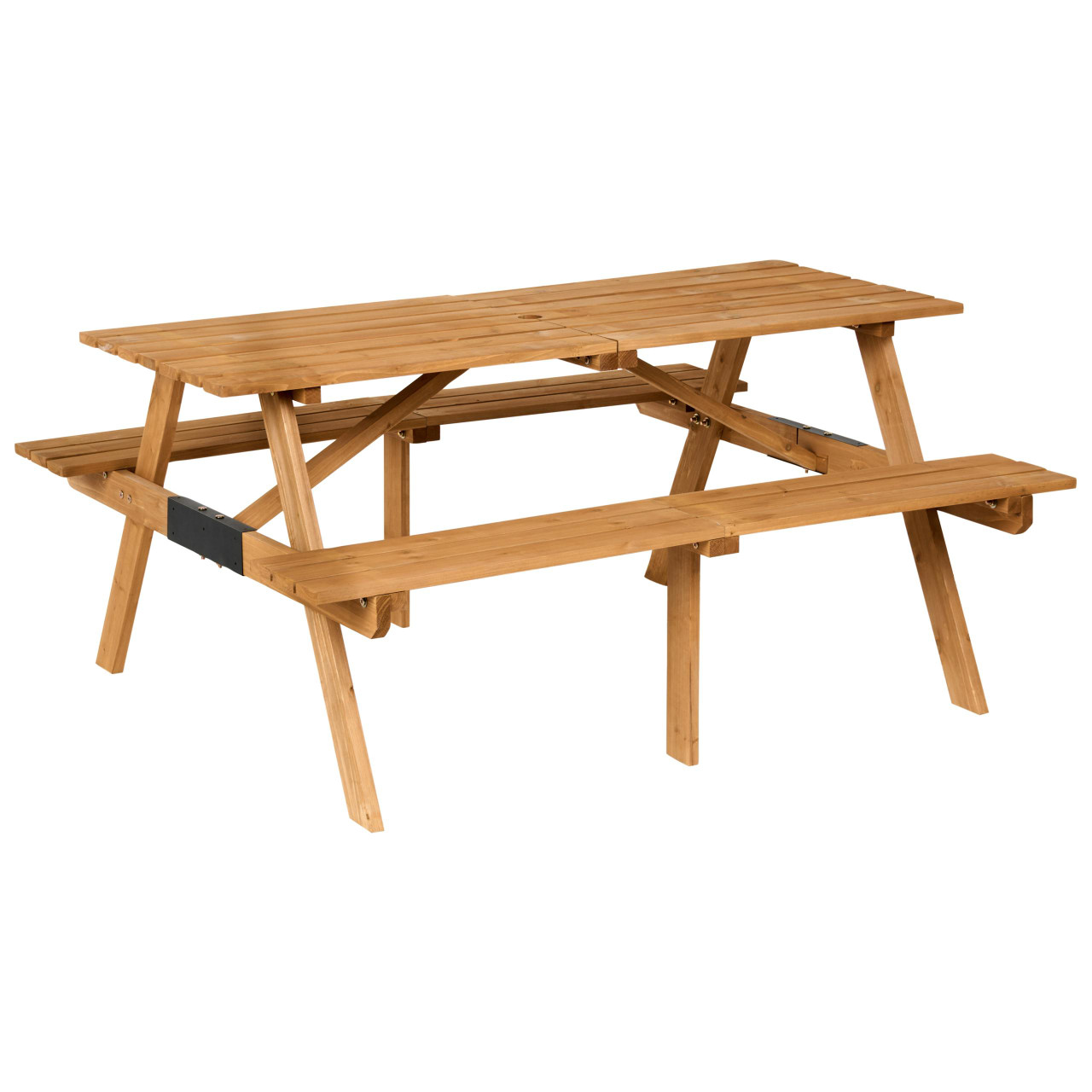 Mesa de piquenique com bancos ROSCIGNO Madeira de abeto Castanho claro
