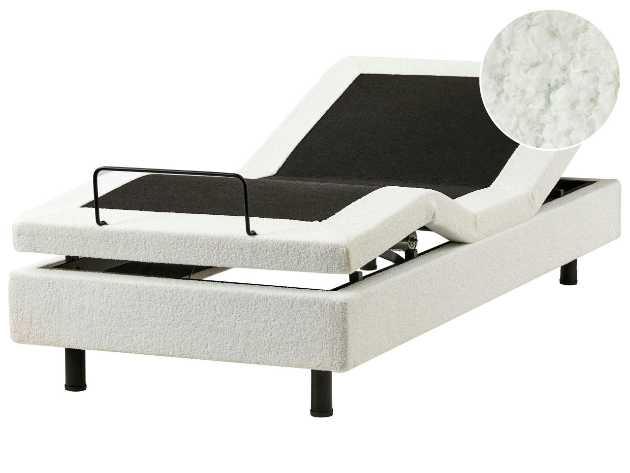 Cama ajustável sem cabeceira Bouclé DUKE 90 x 200 cm Branco creme
