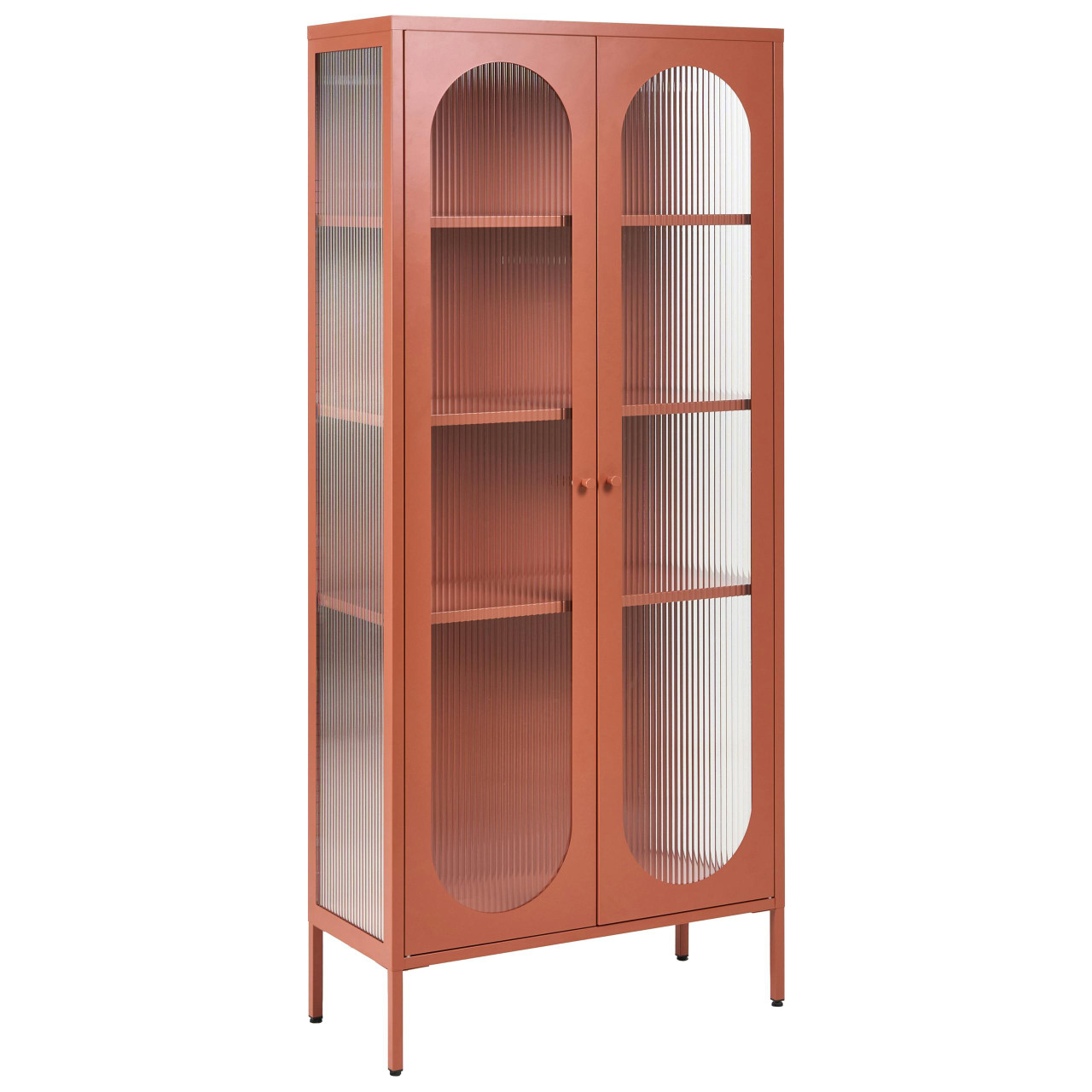 Armário alto elegante com frente de vidro BELIANI Foxton de Aço Castanho 80x35x181