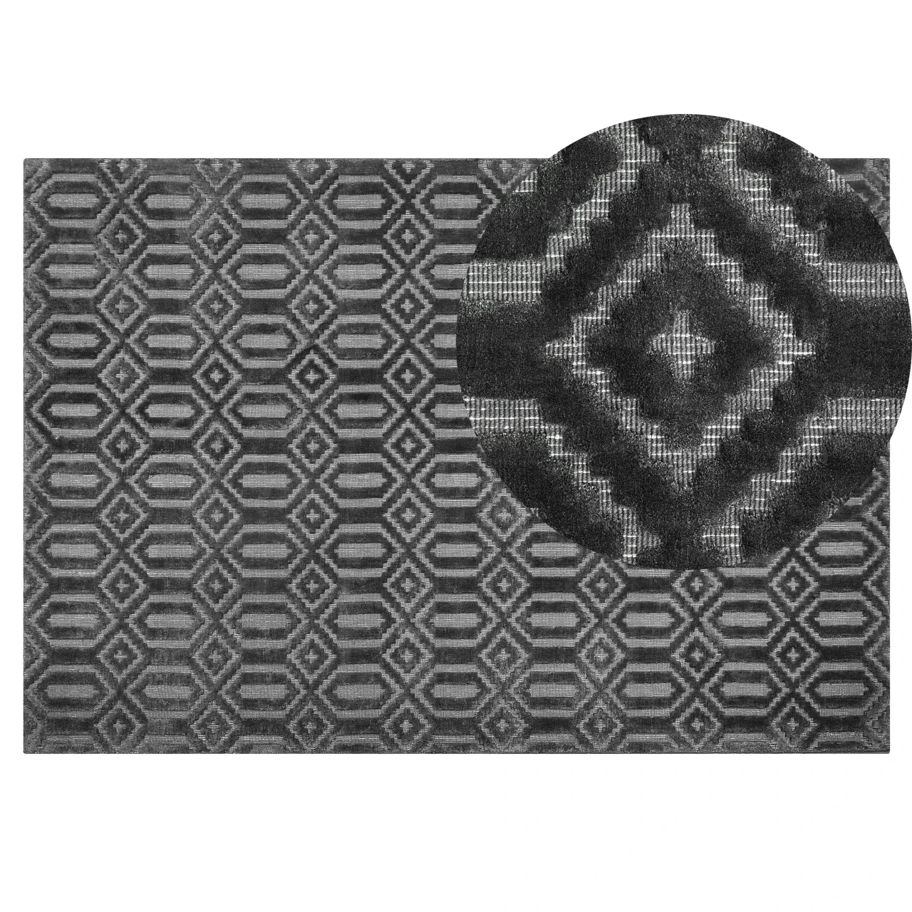 Tapete moderno Adatepe em viscose cinzento