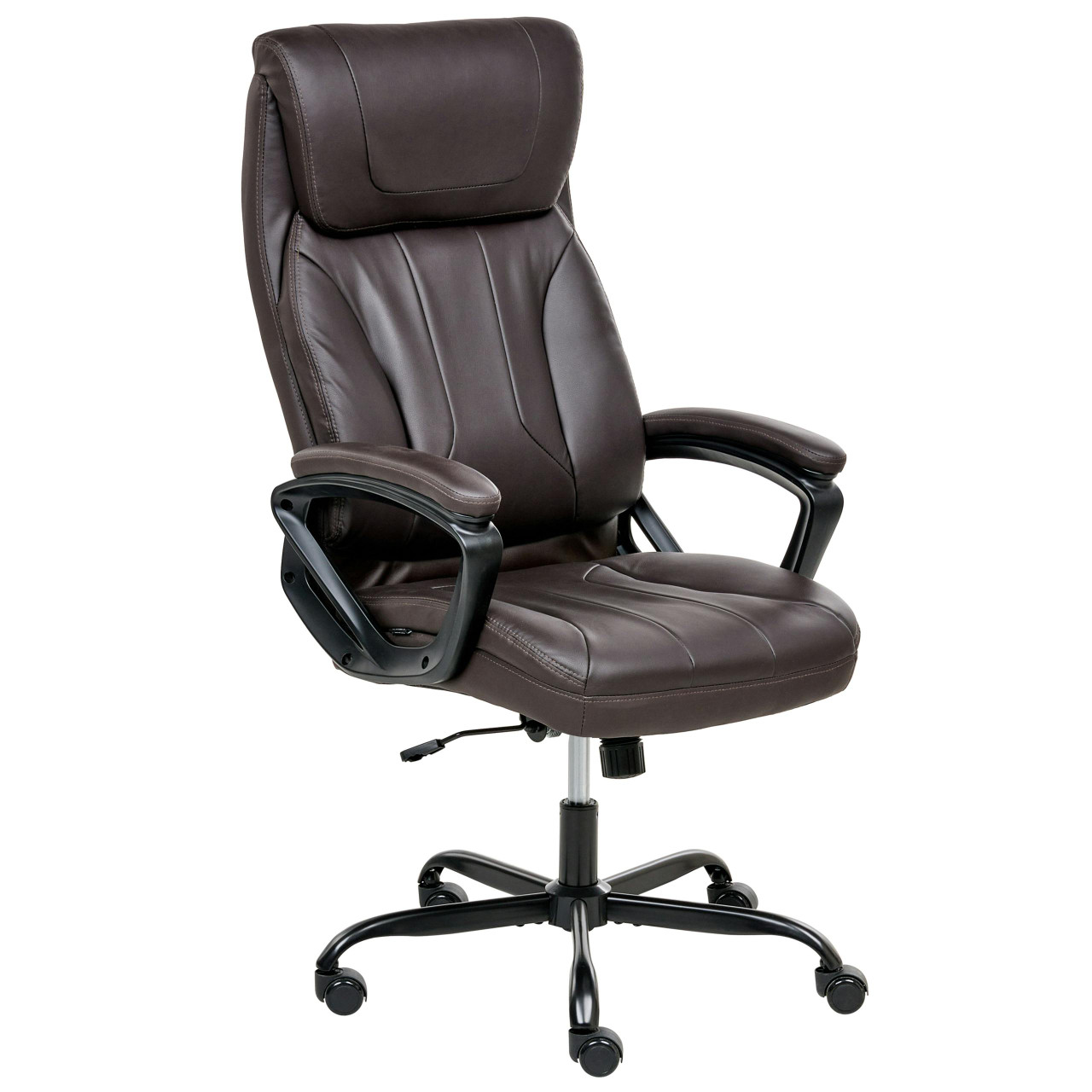 Silla ejecutiva PROUD en piel sintética marrón con respaldo ergonómico