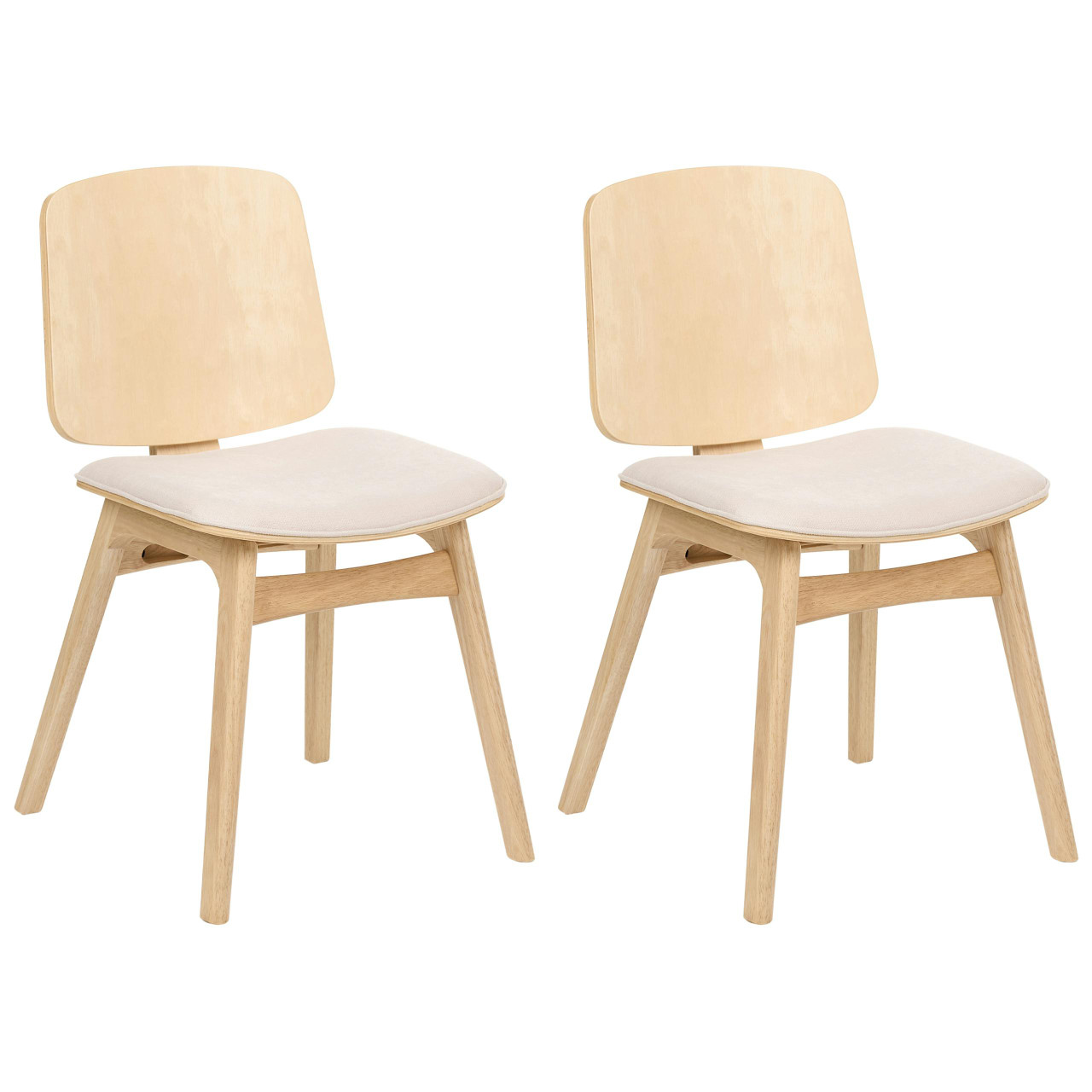 Conjunto de cadeiras de refeição de estilo retro BELIANI Charleston de Madeira de seringueira Castanho 45x51x78